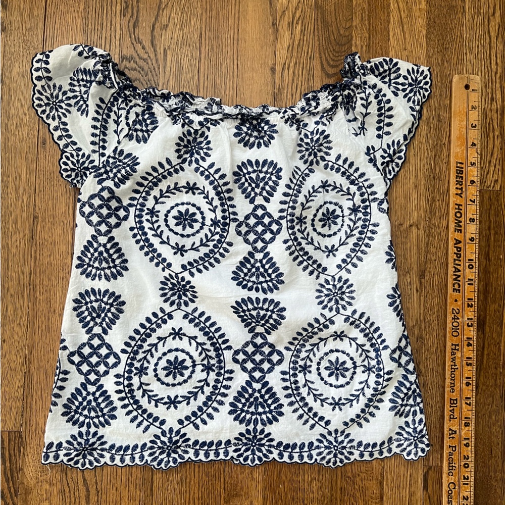 Adiva Navy and White Embroidered Blouse